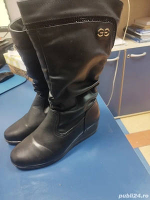 Cizme medii dama, piele ecologica, imblanite, marimea 38 
