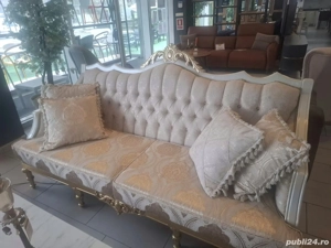 Set mobilier clasic canapea și fotoliu, stil elegant
