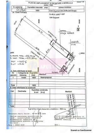 Proprietate imprejmuita 1800 mp teren