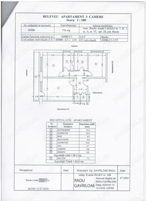 Apartament 3 camere Lalelelor   Bacău, 60.000   negociabil