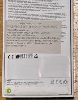 Telefon Iphone Sigilat, nou, neactivat SE3 2022 cu 64 GB