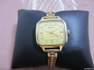 Ceas vintage mecanic dama OREX 17 Rubine,elegant, placat cu aur