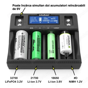 Incarcator LiitoKala Lii D4XL  4 sloturi LCD Li-Ion  NiMH  LiFePO4