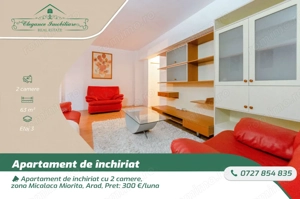 Apartament de inchiriat cu 2 camere, zona Micalaca Miorita, Arad