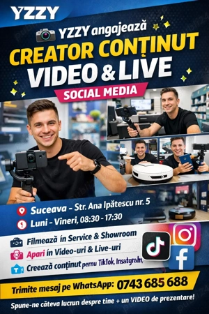 YZZY angajează Creator Conținut Video si Live   Social Media - imagine 2