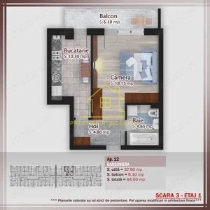 Garsoniera – 44 mp – TITAN - PALLADY - METROU – Centrala termica - imagine 2
