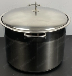 Oala inox 22 litri cu capac pentru gatit volum mare - imagine 2