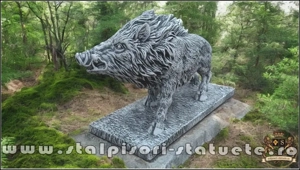 Statuetă porc mistreț, gri patinat, model S81. - imagine 3