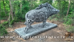Statuetă porc mistreț, gri patinat, model S81. - imagine 5