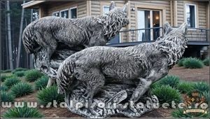 Statuetă animal lup, gri patinat, model S78. - imagine 4
