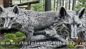 Statuetă animal lup, gri patinat, model S78. - imagine 2