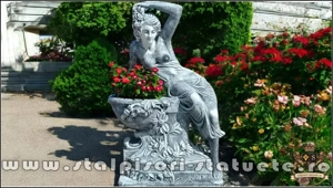 Statuetă jardinieră flori, gri patinat, model J12. - imagine 2