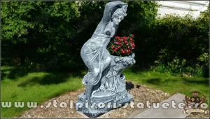 Statuetă jardinieră flori, gri patinat, model J12. - imagine 4