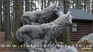 Statuetă animal lup, gri patinat, model S78. - imagine 5