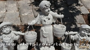 Set 3 statuete, alb marmorat, model S65.