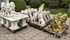 Statuetă leu în șezut, auriu patinat, model S46. - imagine 5