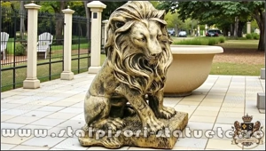 Statuetă leu în șezut, auriu patinat, model S46. - imagine 2