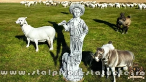 Statuetă ciobănaș cu cățel, din beton, model S73. - imagine 2