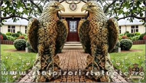 Statuete vulturi, acvile, șoimi, uliu, auriu antichizat, model S82.