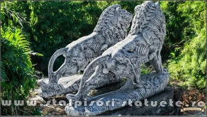 Set statuete lei gigant, gri antichizat, model S66. - imagine 4