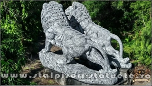 Set statuete lei gigant, gri antichizat, model S66. - imagine 5