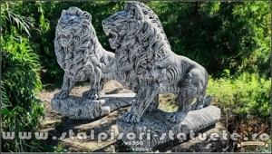 Set statuete lei gigant, gri antichizat, model S66. - imagine 3