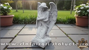 Statuetă îngeraș,, alb marmorat, model S59. - imagine 2