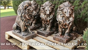 Statuetă leu în șezut, arămiu patinat, model S46. - imagine 4