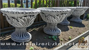 Vază mare, ornament stejar, gri antichizat, model V5. - imagine 4