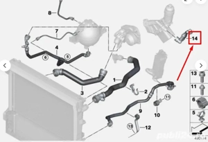 Conducta apa BMW  la racitorul de ulei termoflot motor B47  X4 G02 și 5 G30 cod 11538518749 - imagine 3