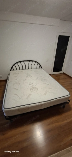 Pat metalic 160 200,  somieră+ saltea incluse, telefon  