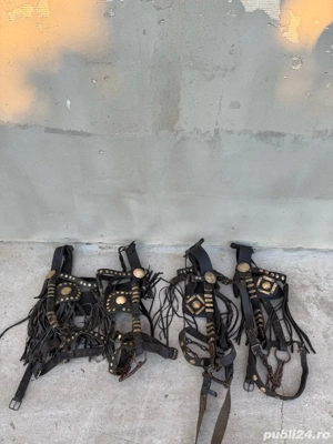 Căpițele   hamuri piele pentru cai + hățuri 2 cai   stare bună - imagine 3