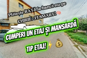 Apartament în ARAD la casă,cu grădină,garaj,2 terase,una de 47 m2.Un etaj+mansardă cu geamuri drepte