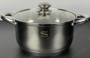 Vas inox 4.6 litri cu capac de sticla pentru gatit practic