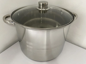 Oala inox 9 litri cu capac de sticla pentru gatit zilnic
