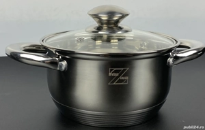 Oala inox 1.8 litri cu capac de sticla pentru gatit zilnic