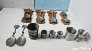 Lot obiecte din cositor (linguri și pahare)