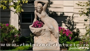 Statuetă jardinieră flori, galben patinat, model J12.