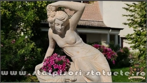 Statuetă jardinieră flori, galben patinat, model J12. - imagine 2