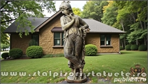 Statuetă domnița cu coroniță, auriu patinat, model S44. - imagine 3