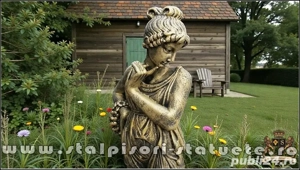 Statuetă domnița cu coroniță, auriu patinat, model S44. - imagine 2