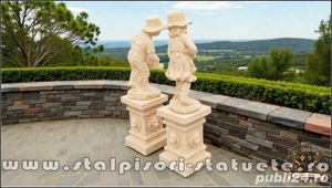 Set doi grădinari cu socluri, galben patinat, model S92-S27. - imagine 4