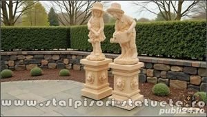 Set doi grădinari cu socluri, galben patinat, model S92-S27. - imagine 3