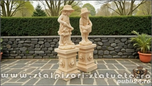 Set doi grădinari cu socluri, galben patinat, model S92-S27. - imagine 2