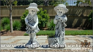 Set două statuete grădinari, gri patinat, model S90.