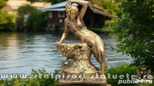 Statuetă jardinieră flori, arămiu patinat, model J12. - imagine 3