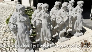 Set statuete băiat și fată, alb marmorat, model S43. - imagine 3