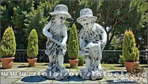 Set două statuete grădinari, gri patinat, model S92.