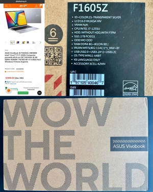  *Laptop ASUS Vivobook 16 F1605ZA   i7-1255U  RAM 16GB  1TB SSD   16  WUXGA  Sigilat!!