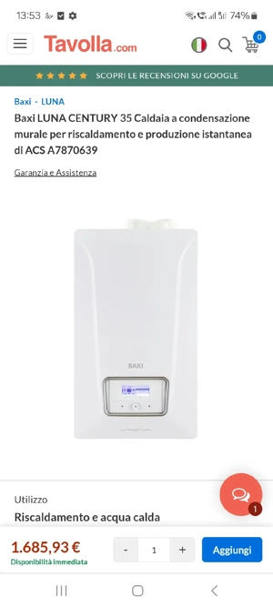 centrala baxi luna centuri 35kw 